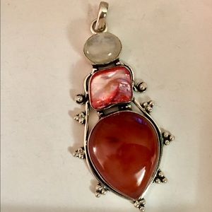 NWT Sterling Silver Moonstone & Pearl Pendant